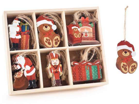 Présentoir 60 décorations en bois conte de Noël à suspendr